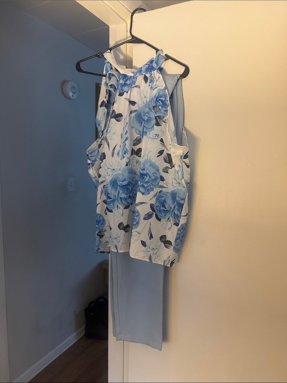 Blue Floral Halter-Style Women's Camisole